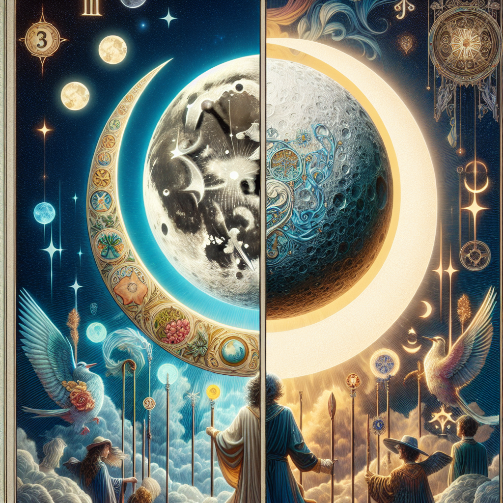 The Moon and Three of Wands
