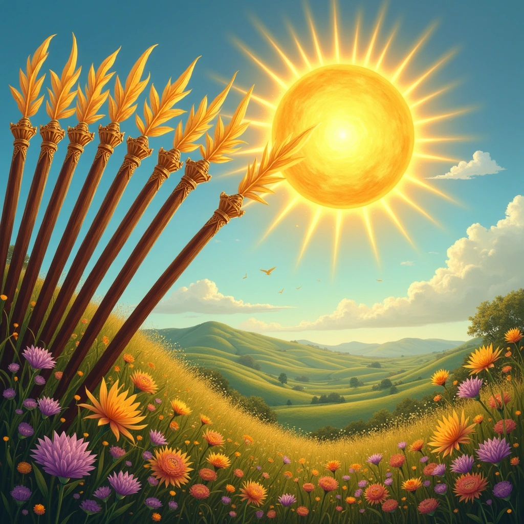 eight of wands and the sun