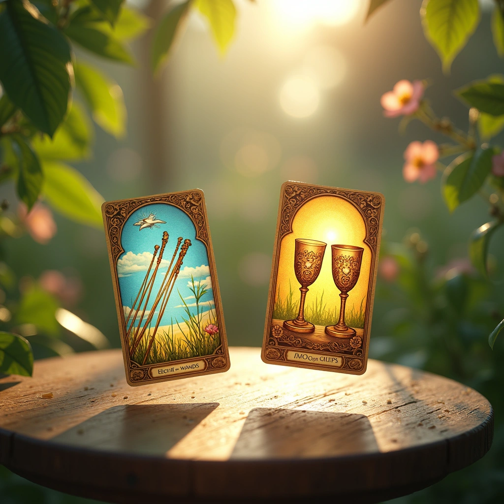 eight of wands and two of cups