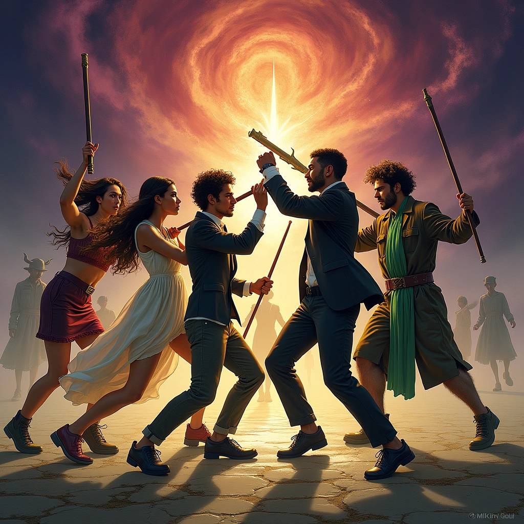 five of wands and the devil