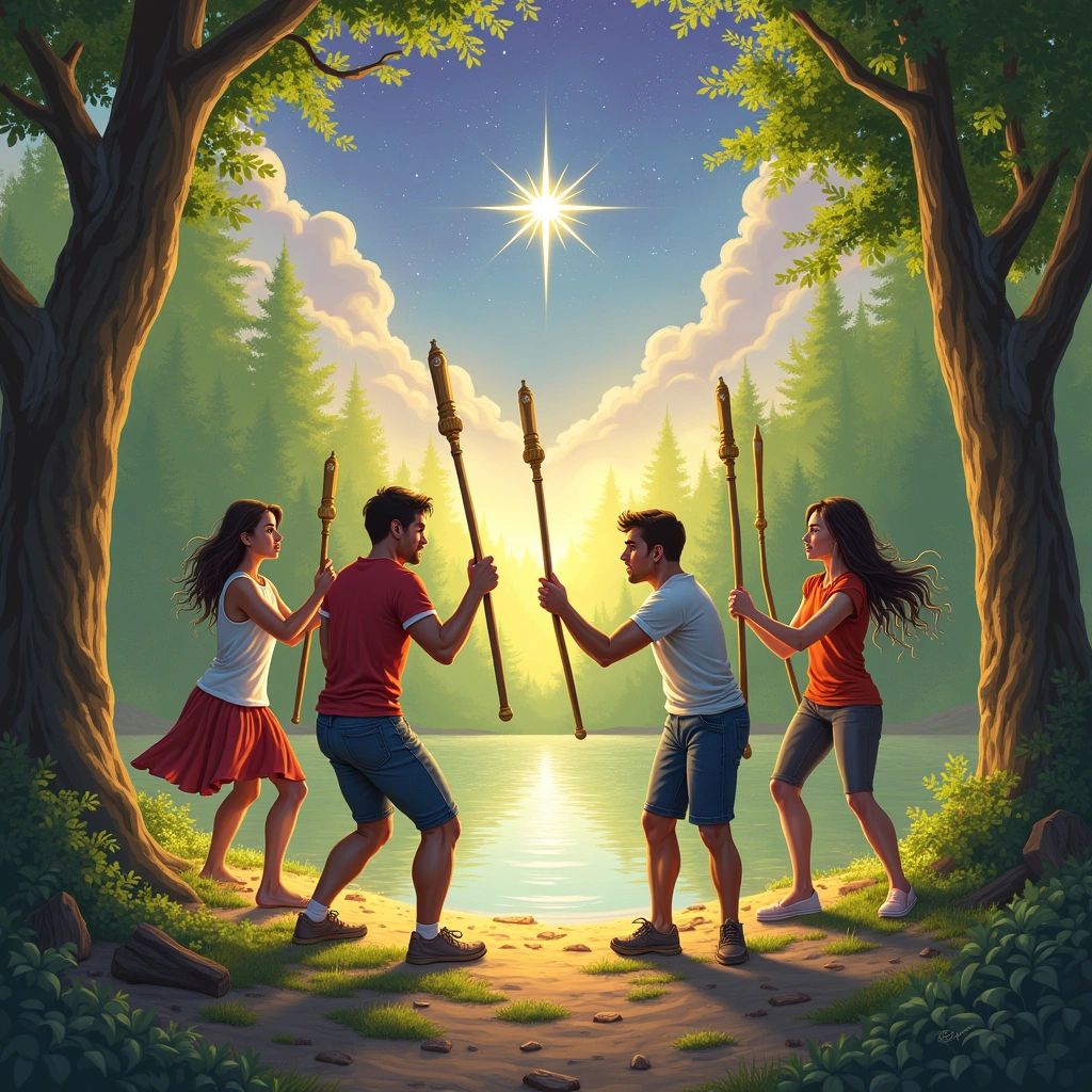 five of wands and the star