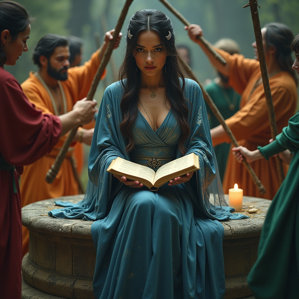 five of wands and the high priestess