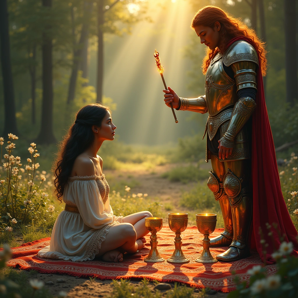 four of cups and knight of wands