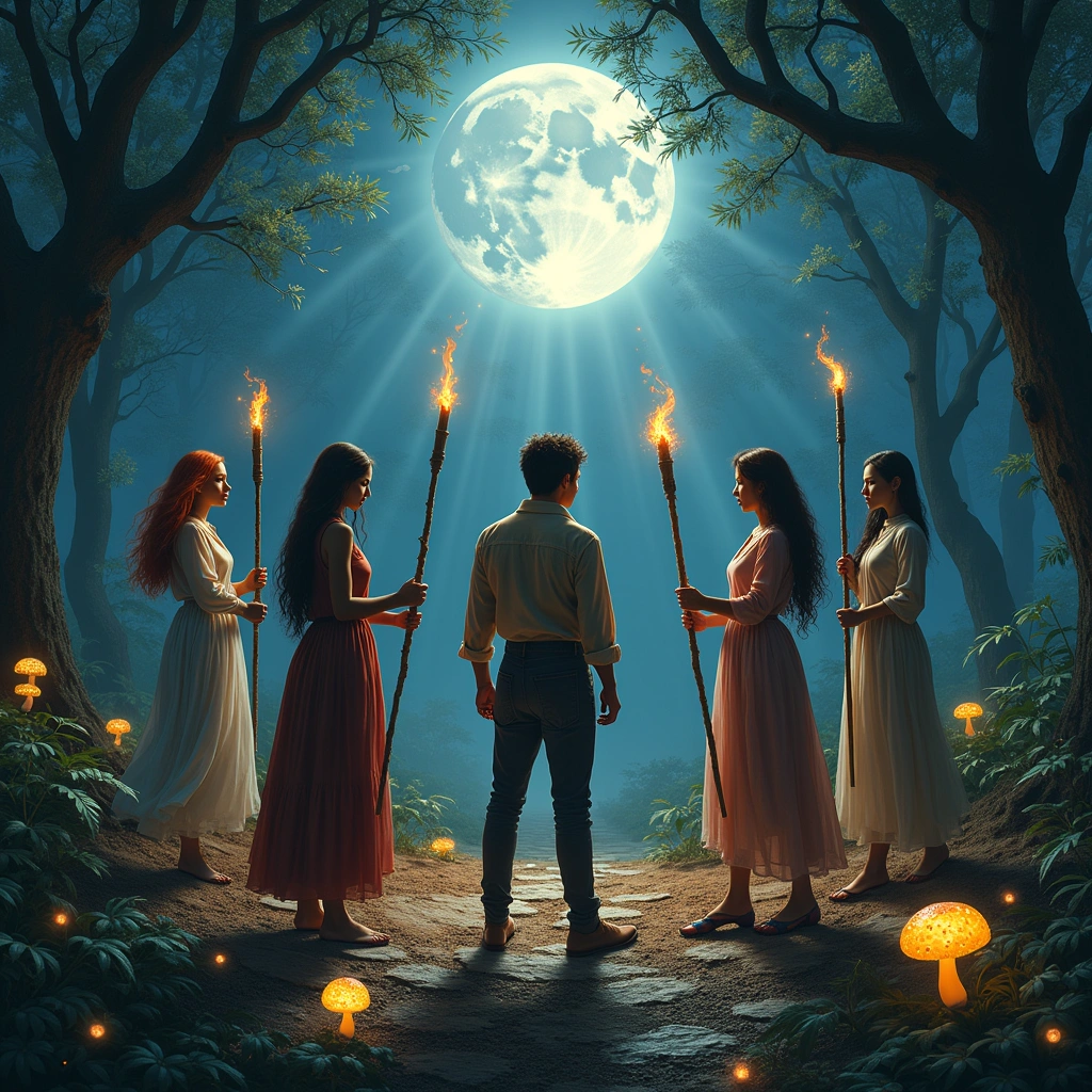 five of wands and the moon