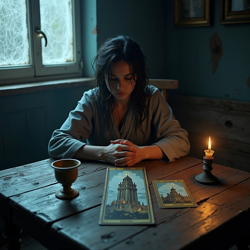 five of cups and the tower