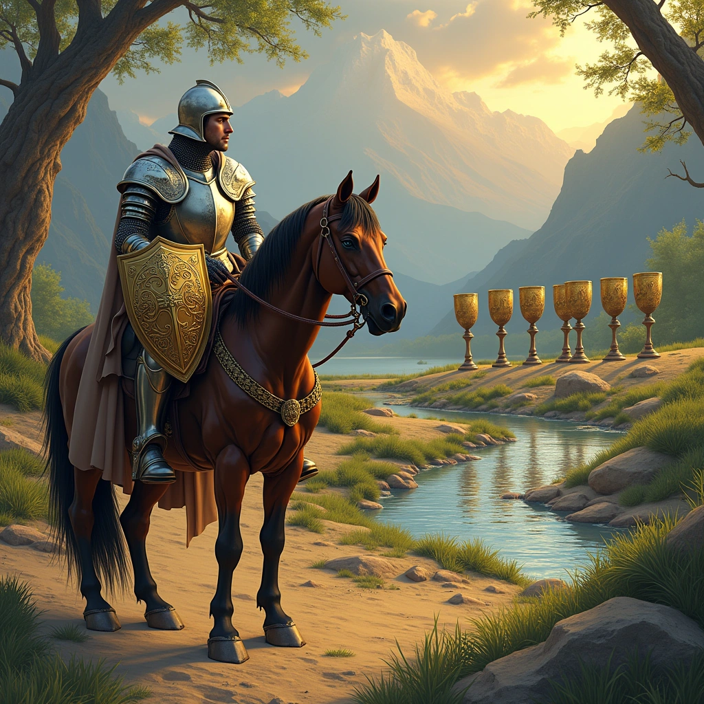 knight of pentacles and eight of cups