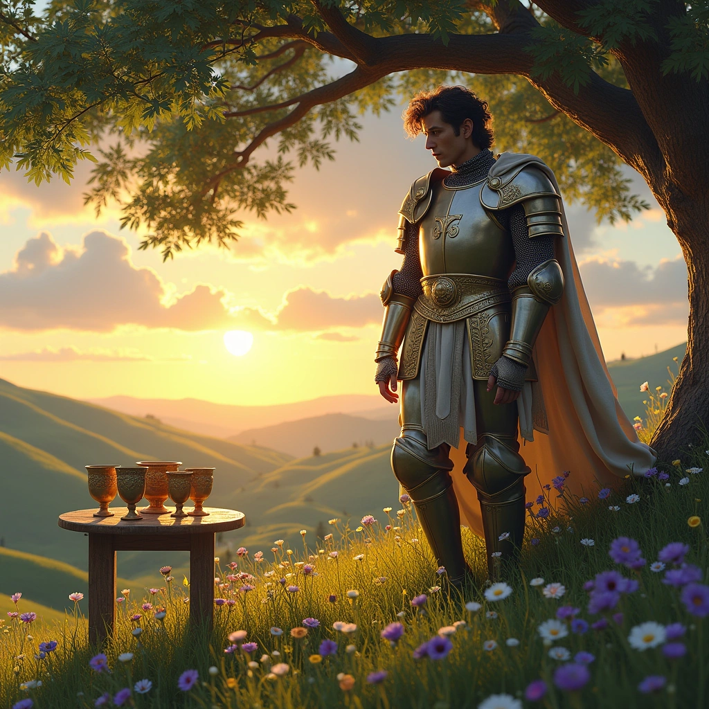knight of pentacles and four of cups