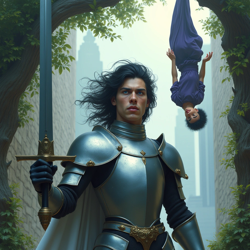knight of swords and the hanged man