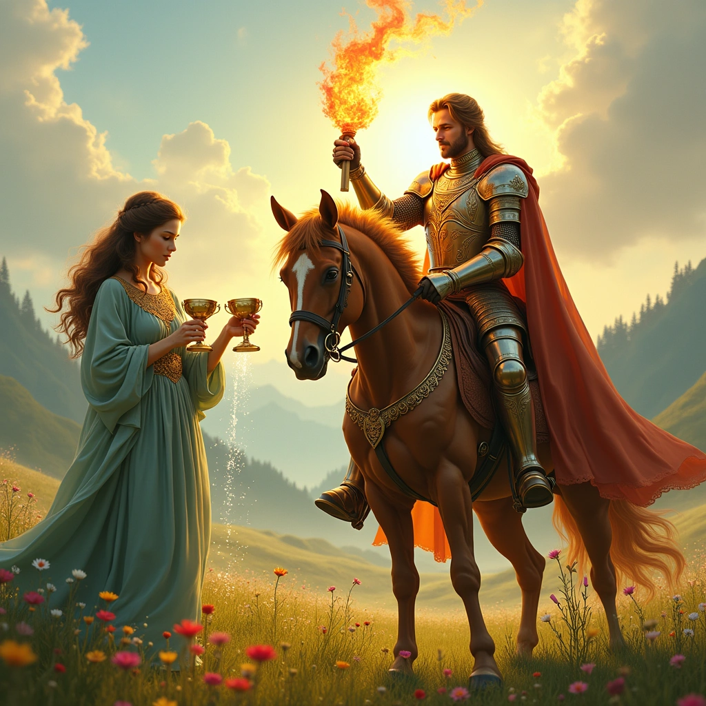 knight of wands and the temperance