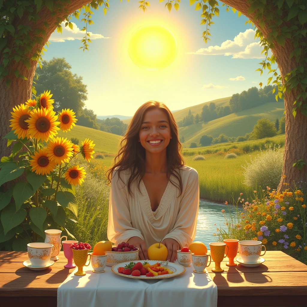 nine of cups and the sun