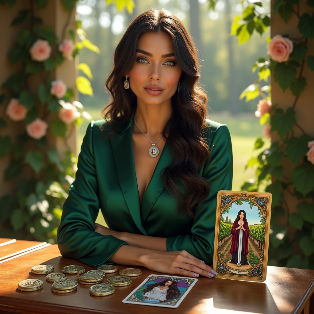 nine of pentacles and queen of swords