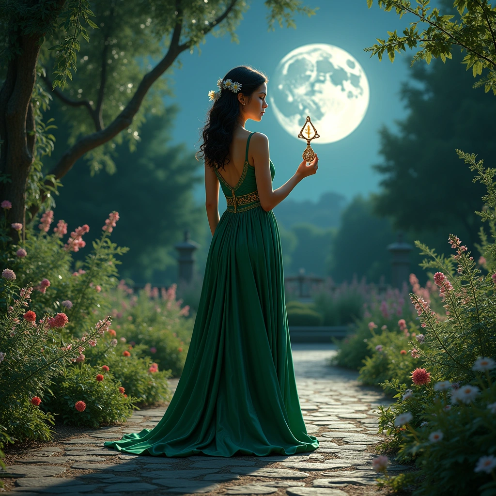 nine of pentacles and the moon