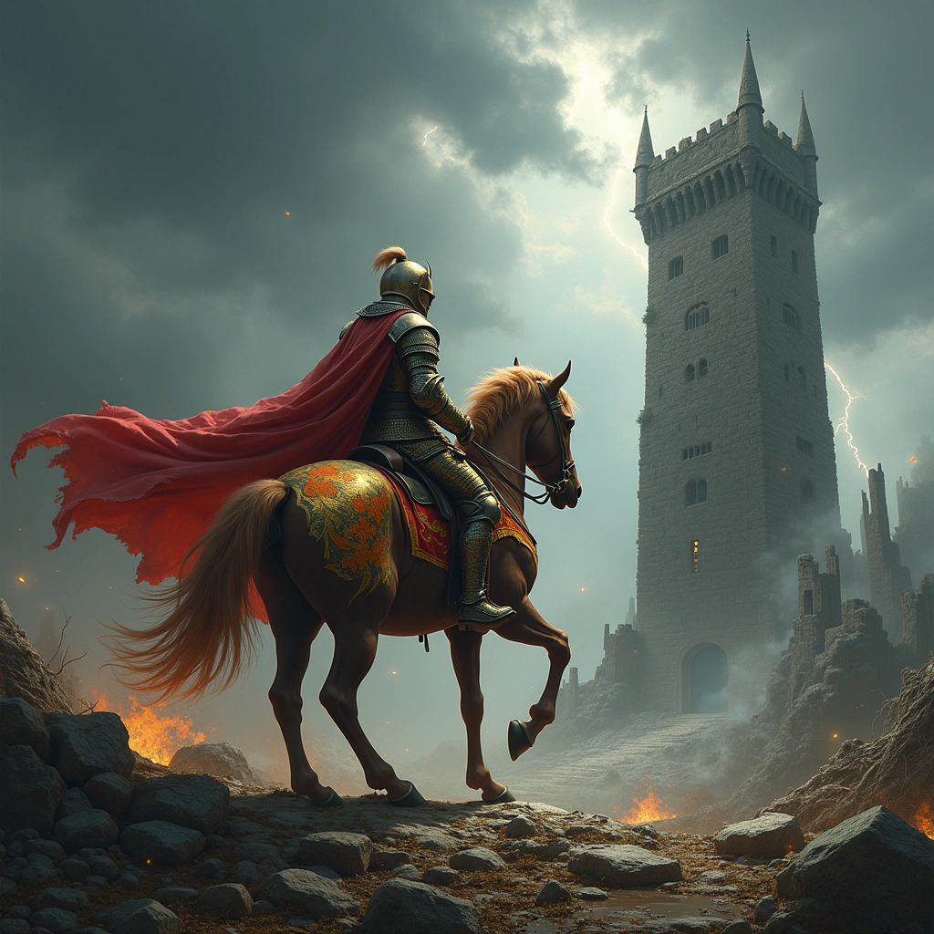 knight of wands and the tower