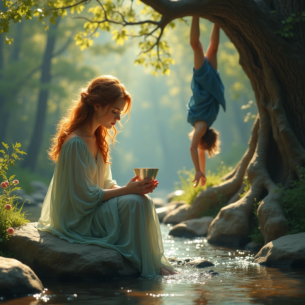 page of cups and the hanged man