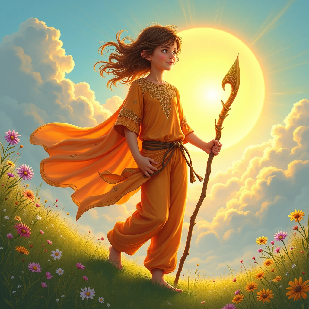 page of wands and the sun
