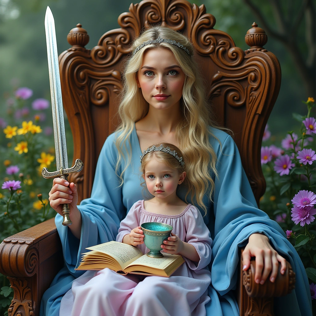 page of cups and queen of swords