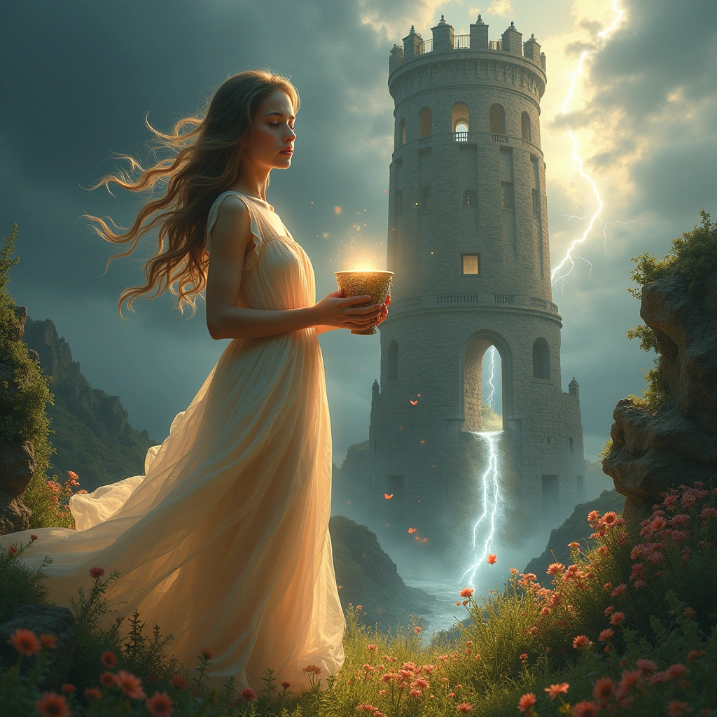 page of cups and the tower