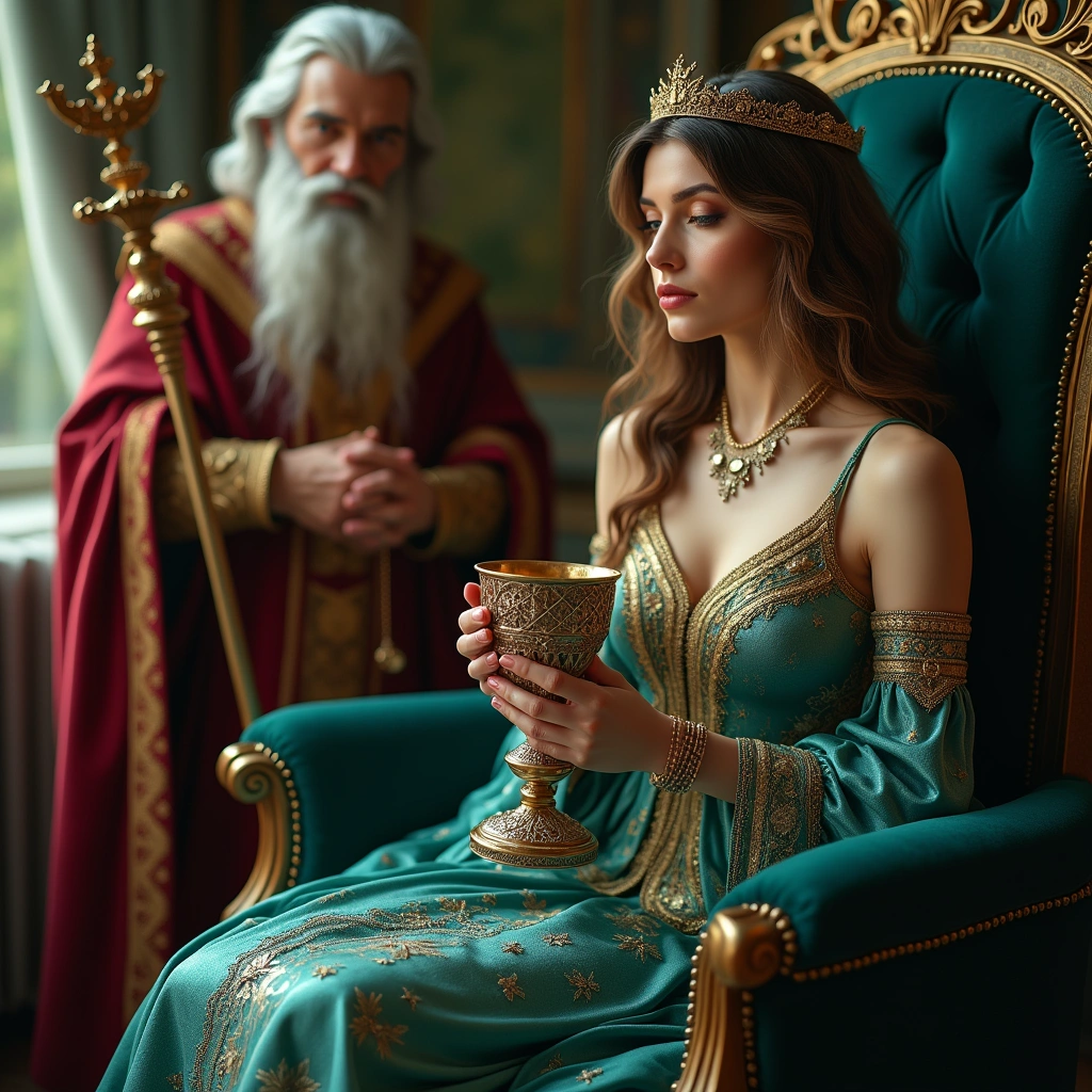 queen of cups and the hierophant