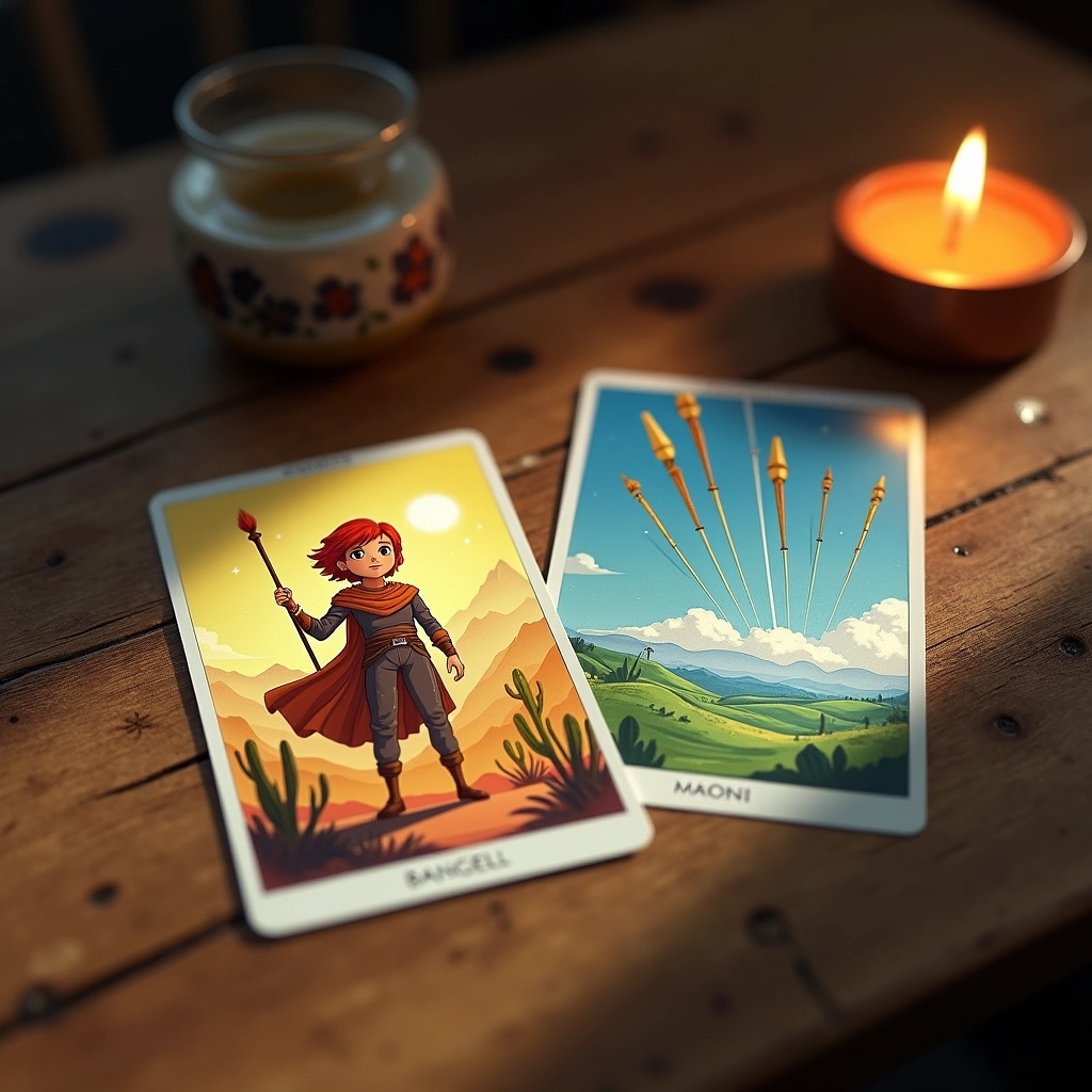 page of wands and eight of wands