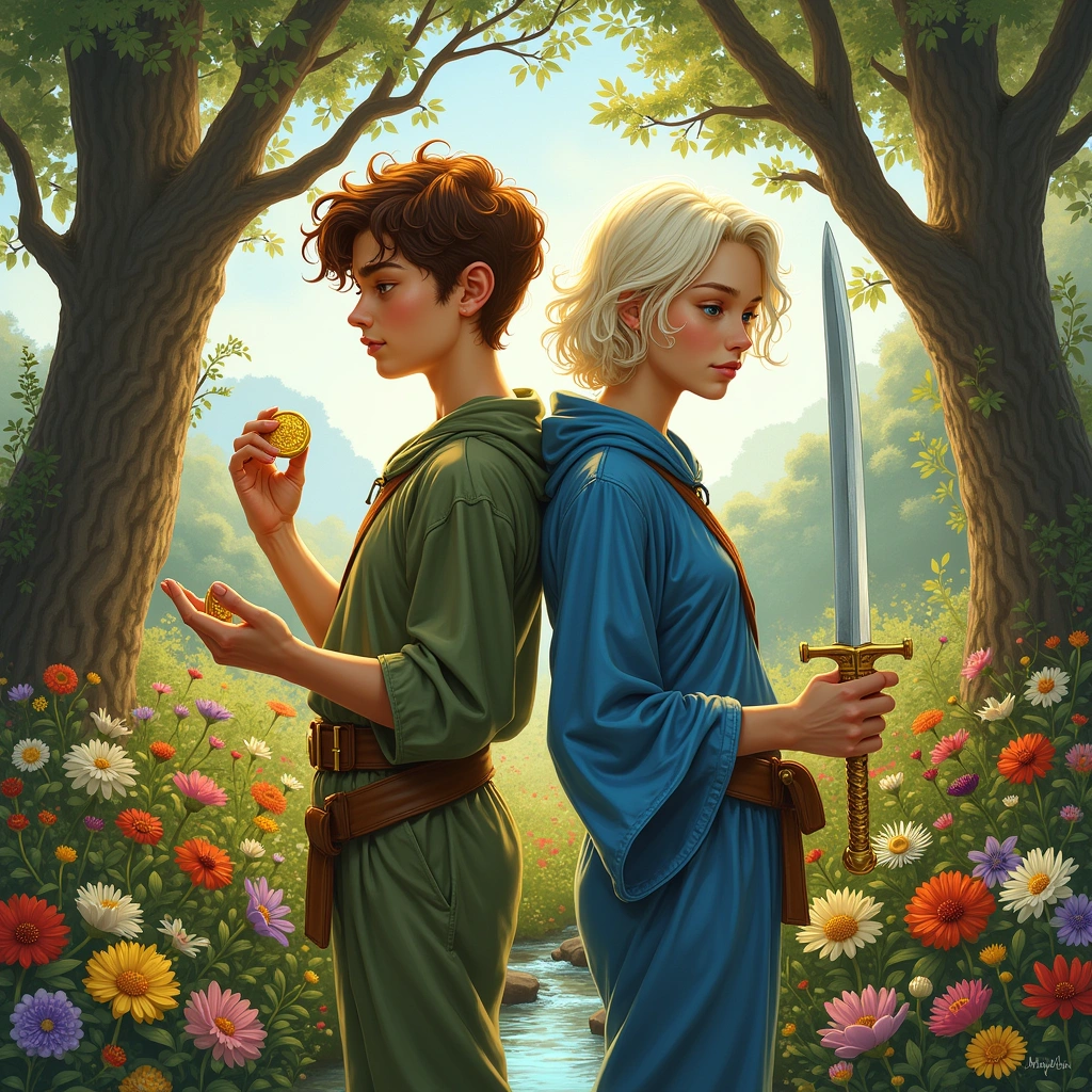 page of pentacles and page of swords