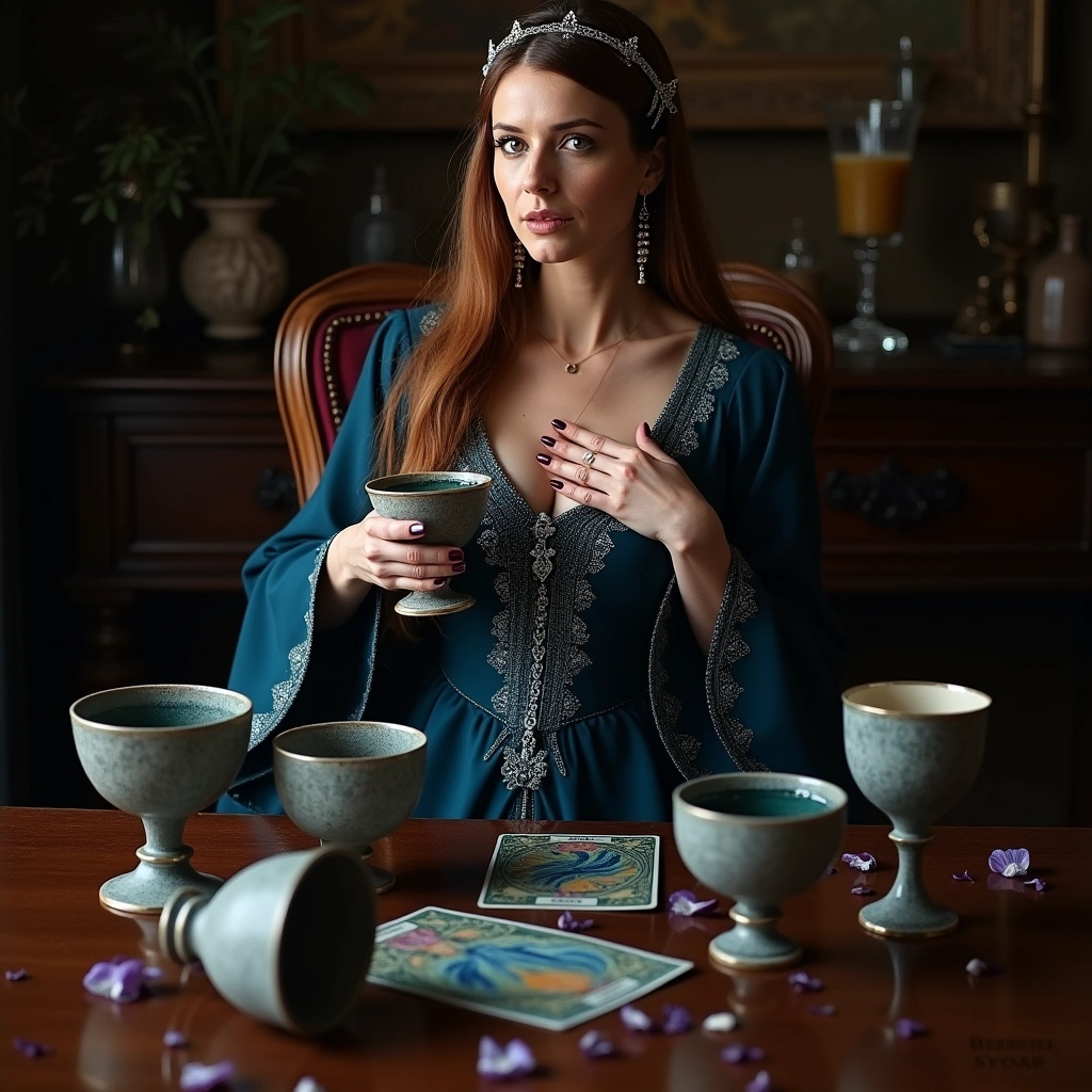 queen of cups and five of cups