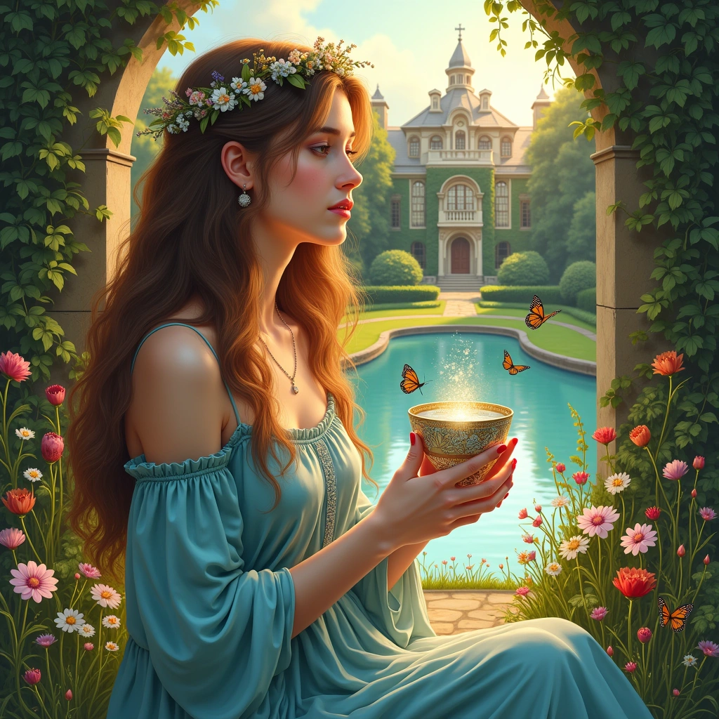 page of cups and nine of pentacles