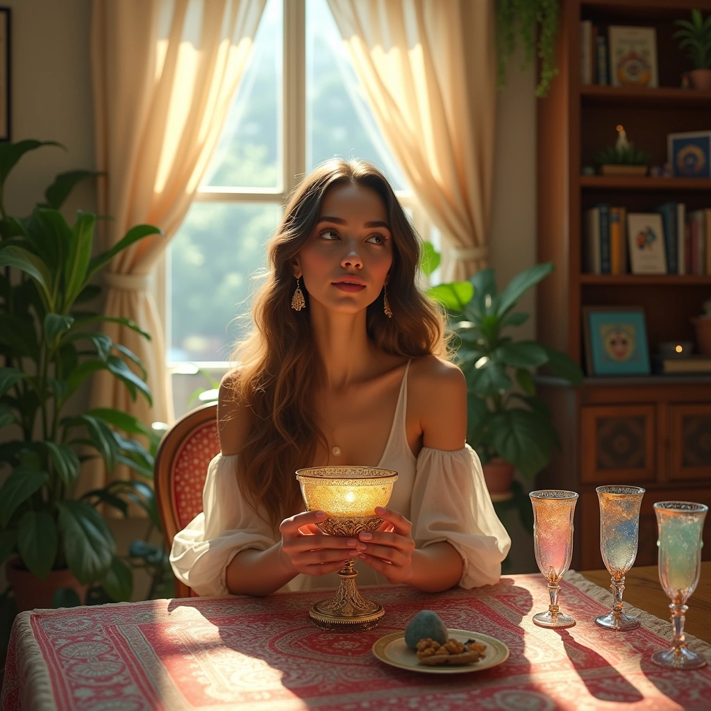 page of cups and three of cups
