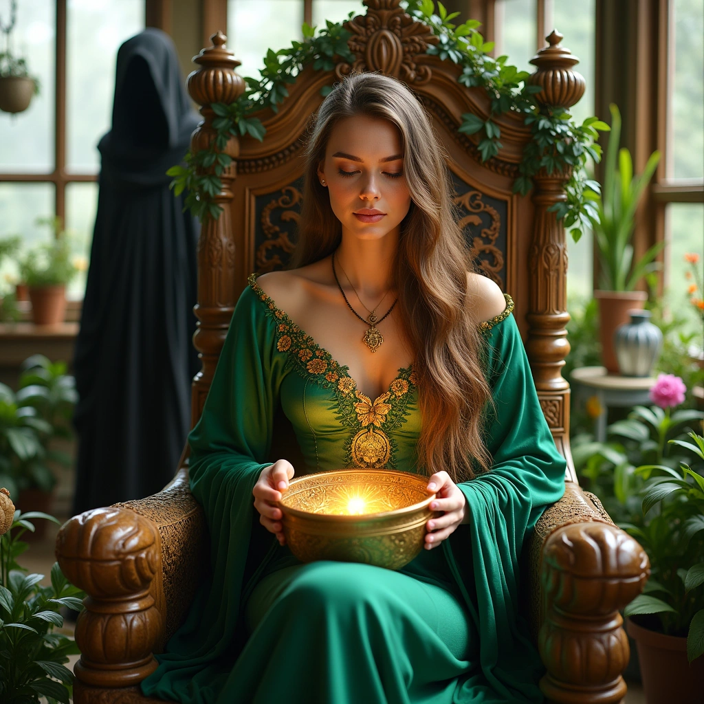 queen of pentacles and nine of swords