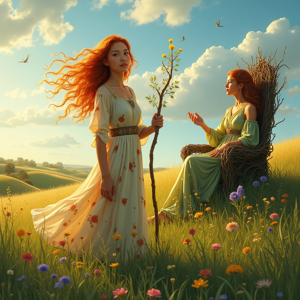 page of wands and the empress