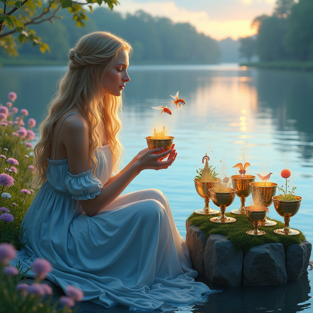 page of cups and seven of cups