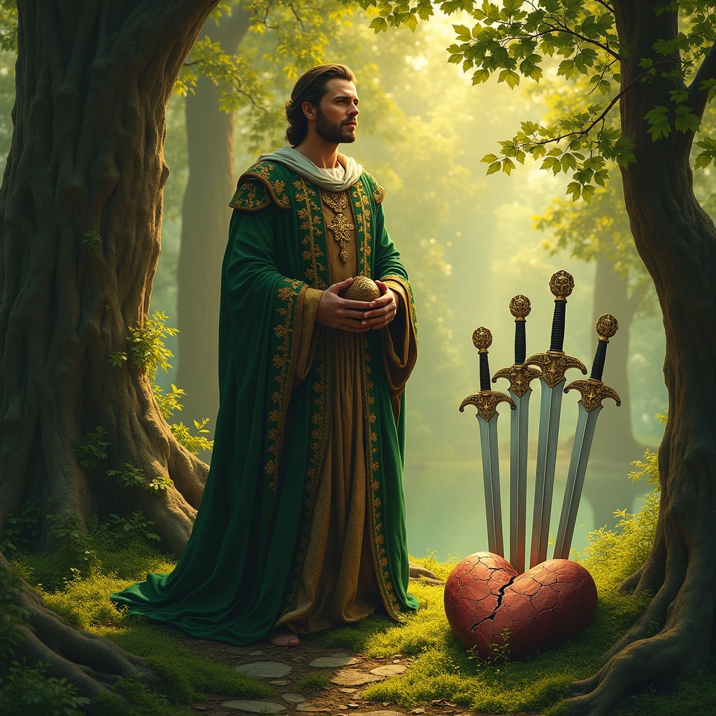 king of pentacles and three of swords
