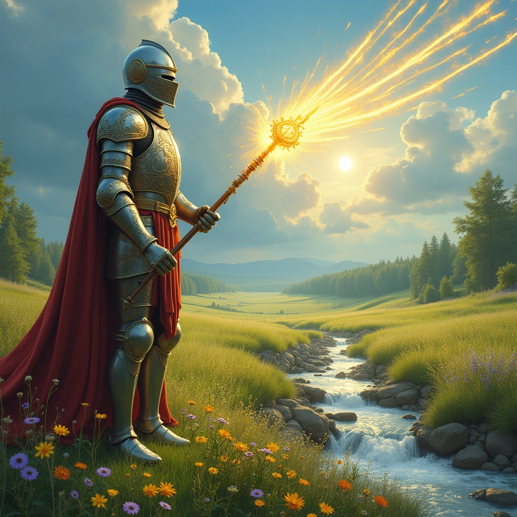 knight of pentacles and eight of wands