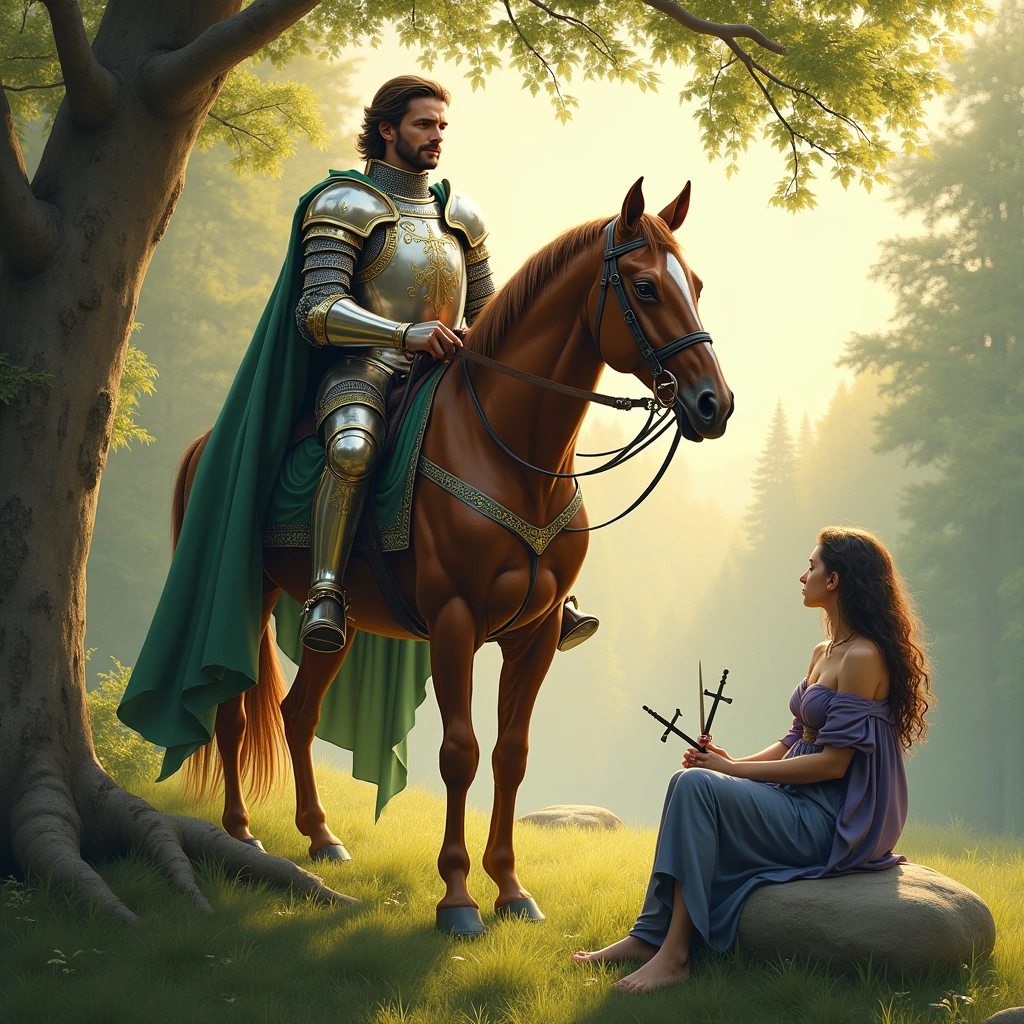 knight of pentacles and two of swords