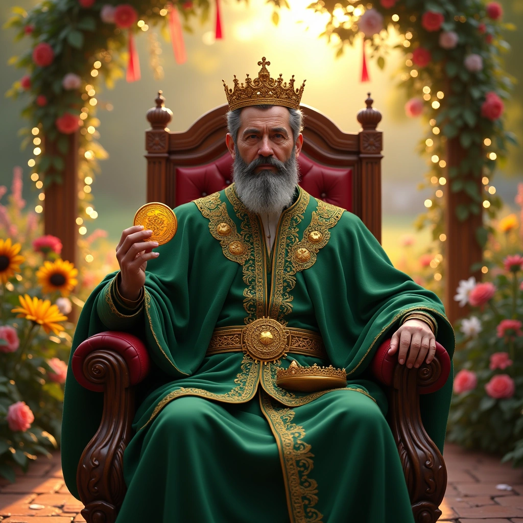 king of pentacles and four of wands