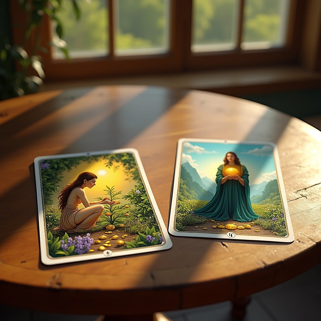 seven of pentacles and ace of pentacles