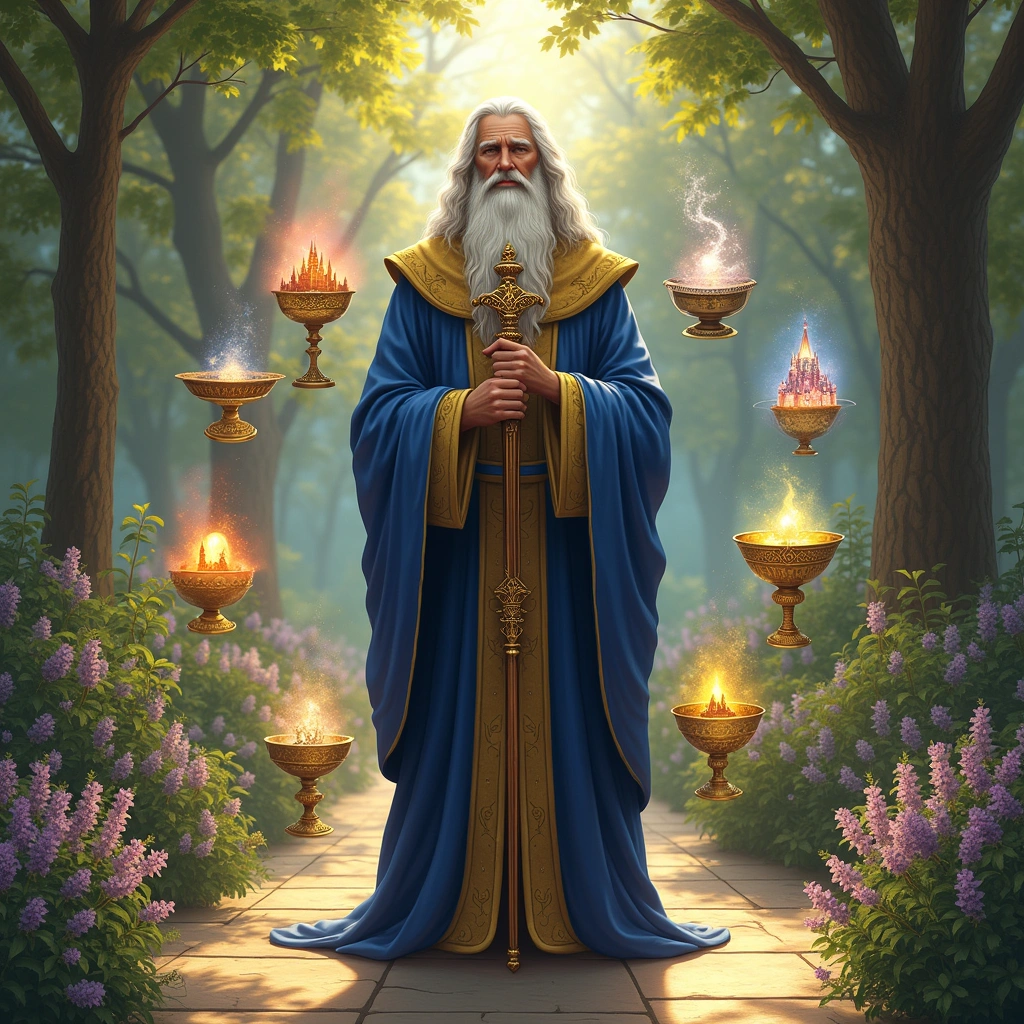 seven of cups and the hierophant