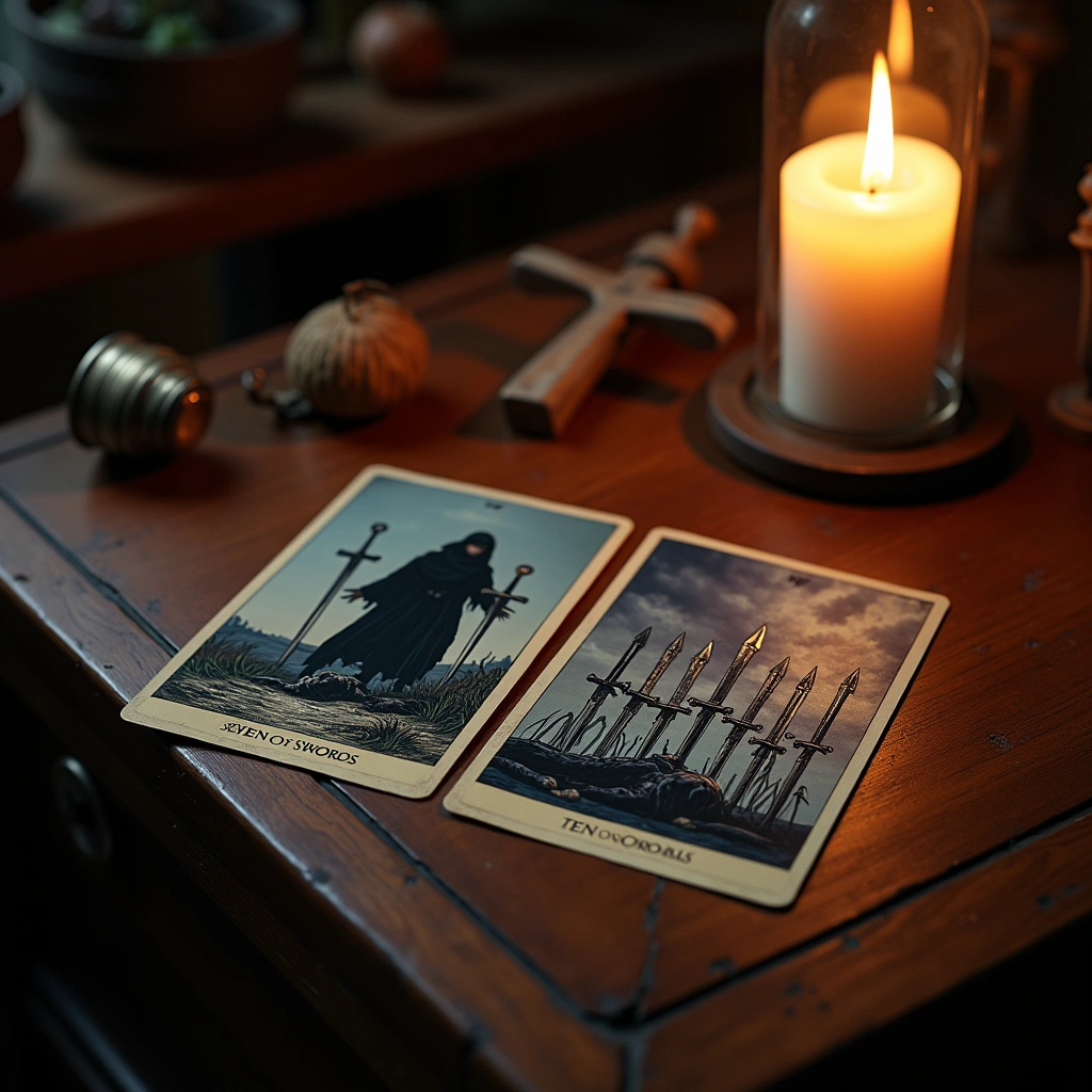 seven of swords and ten of swords