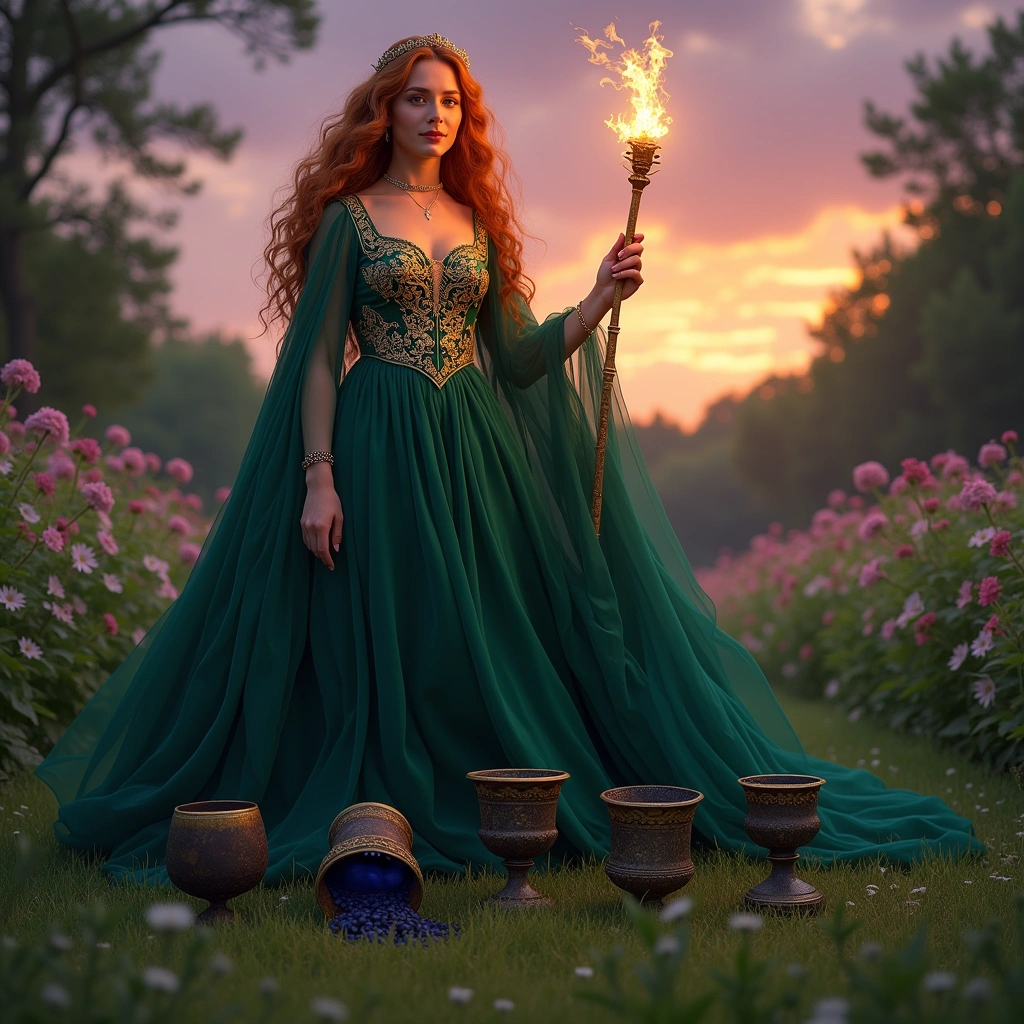 queen of wands and five of cups