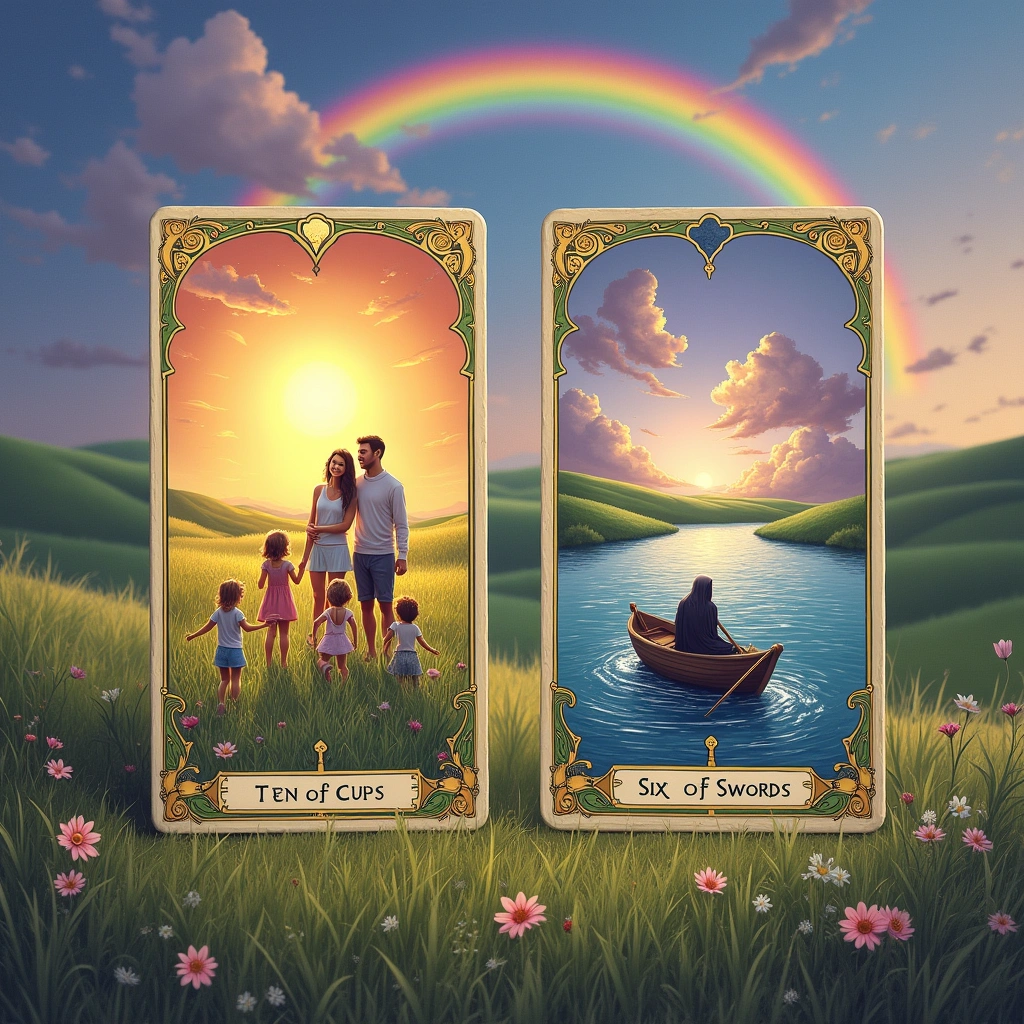 ten of cups and six of swords