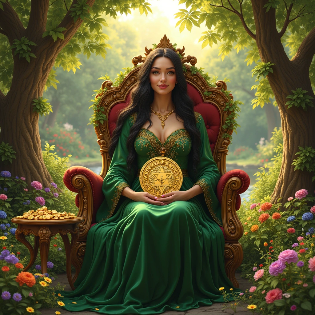 queen of pentacles and six of pentacles