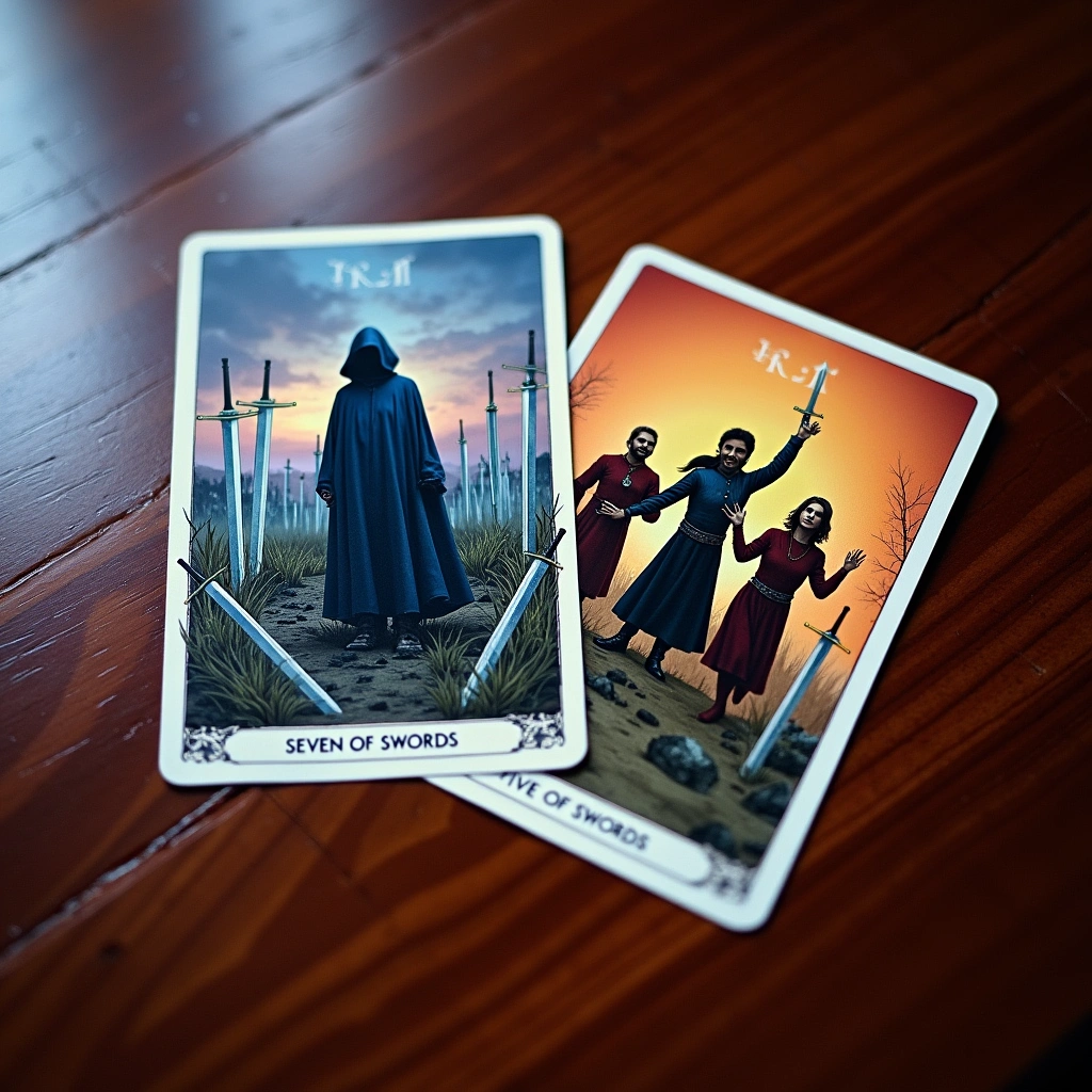 seven of swords and five of swords
