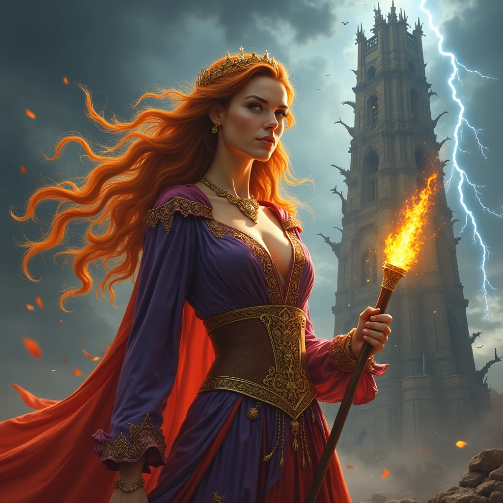 queen of wands and the tower