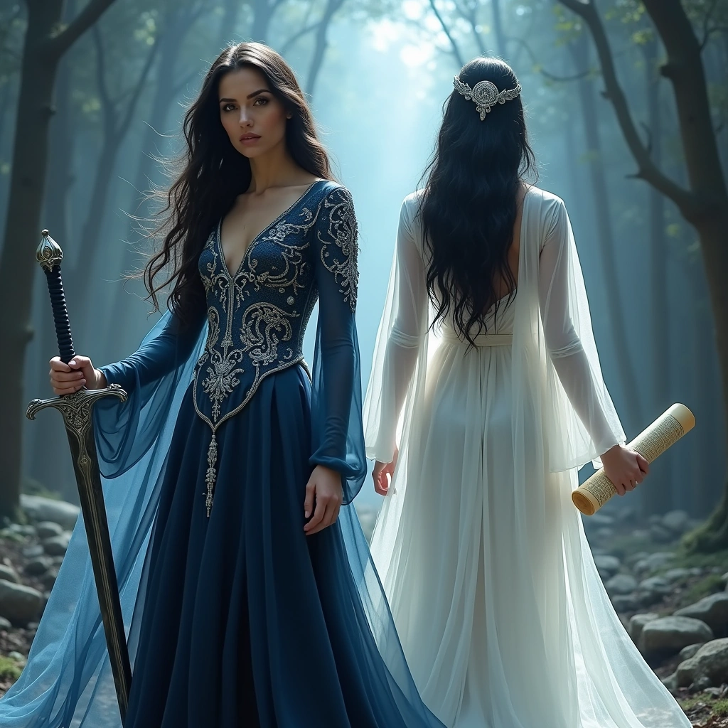 queen of swords and the high priestess