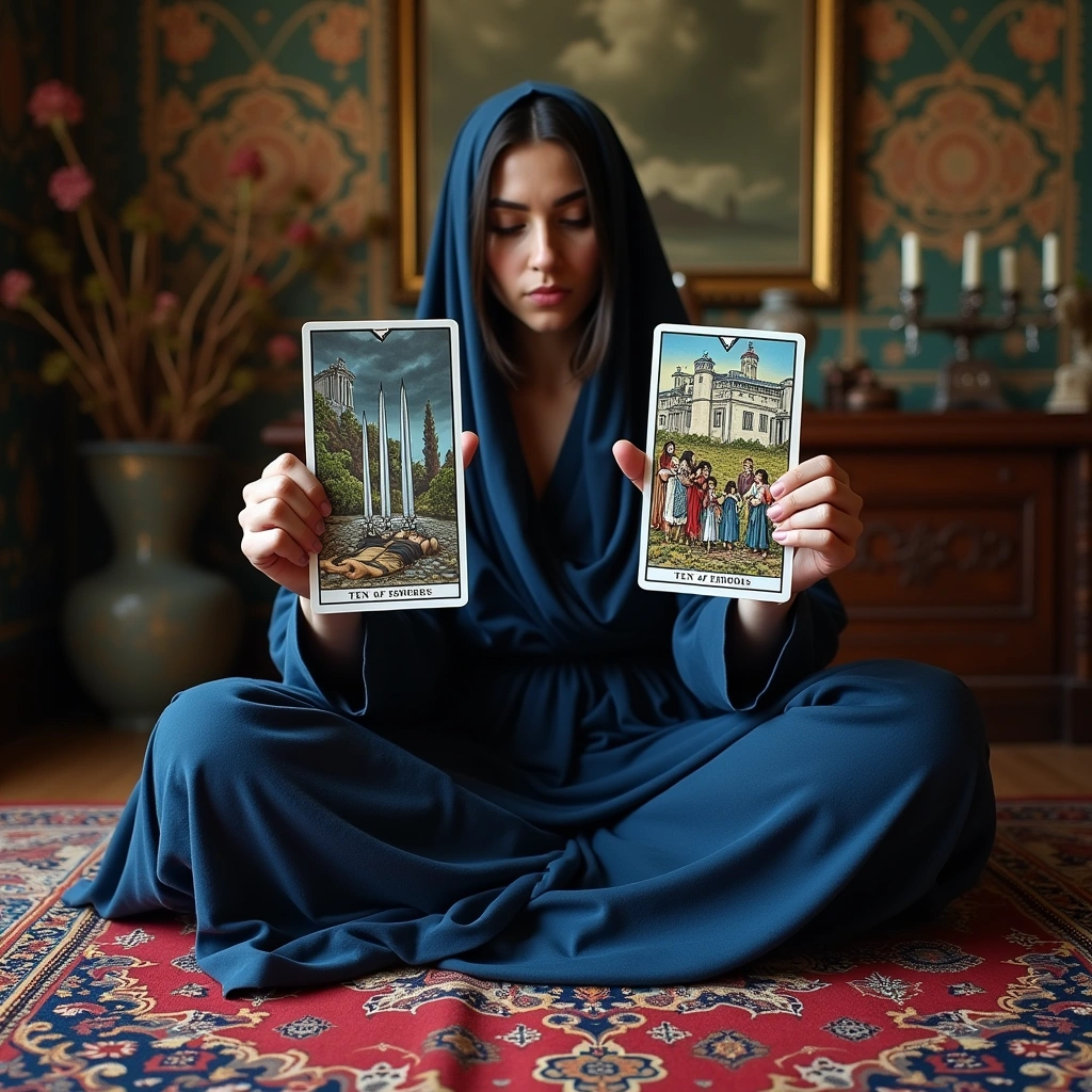 ten of swords and ten of pentacles
