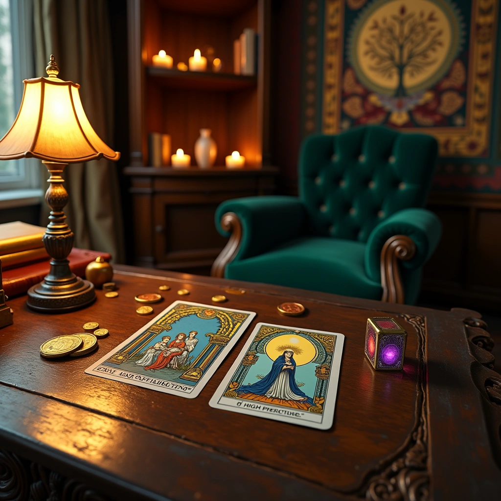 ten of pentacles and the high priestess