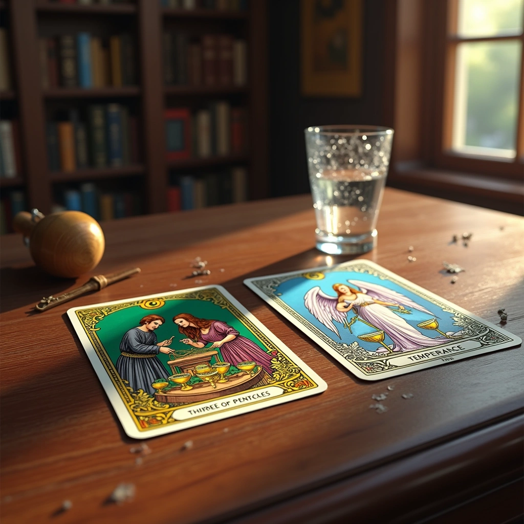three of pentacles and the temperance