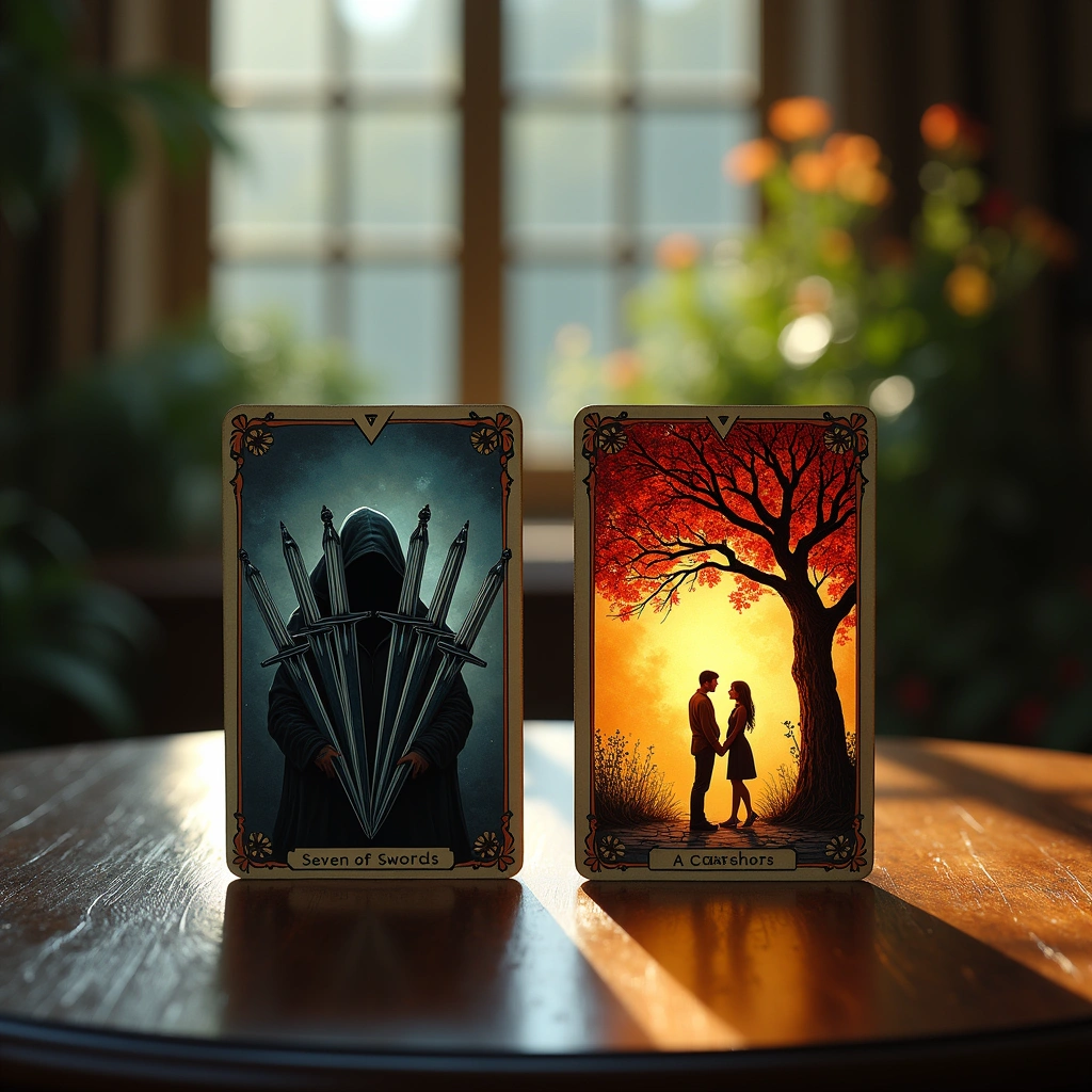 seven of swords and the lovers