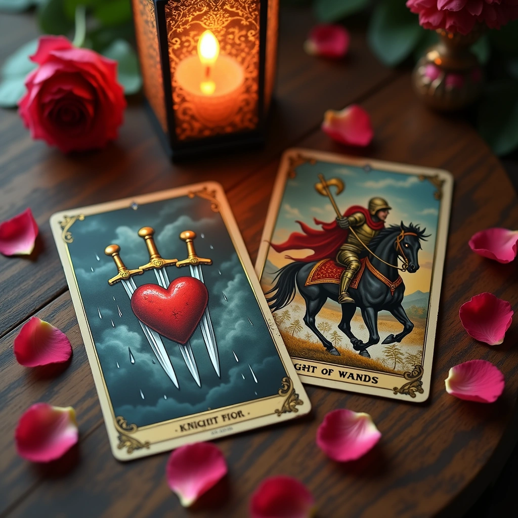 three of swords and knight of wands