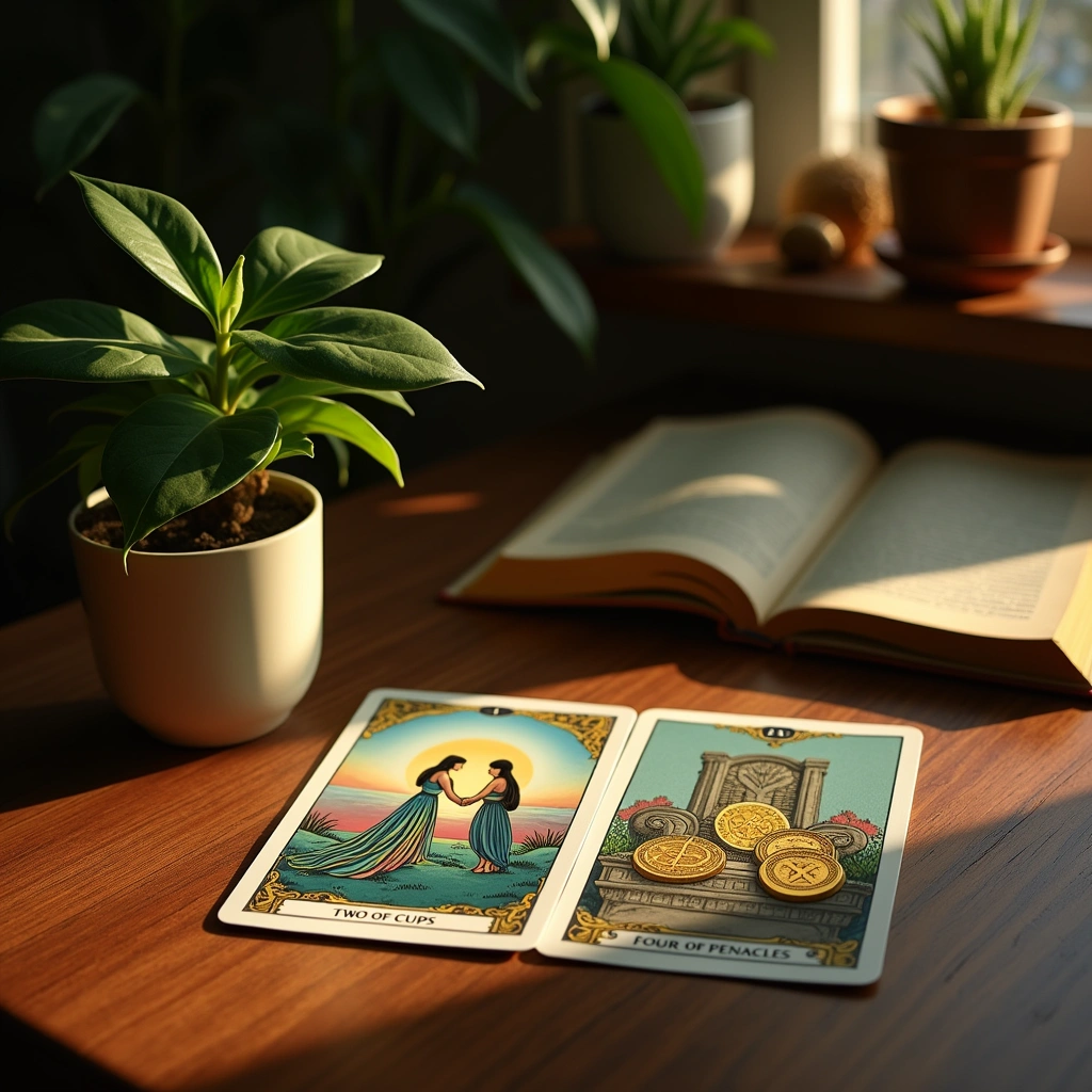 two of cups and four of pentacles