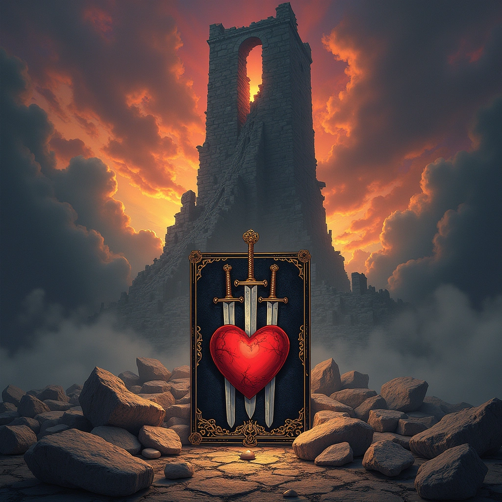 three of swords and the tower